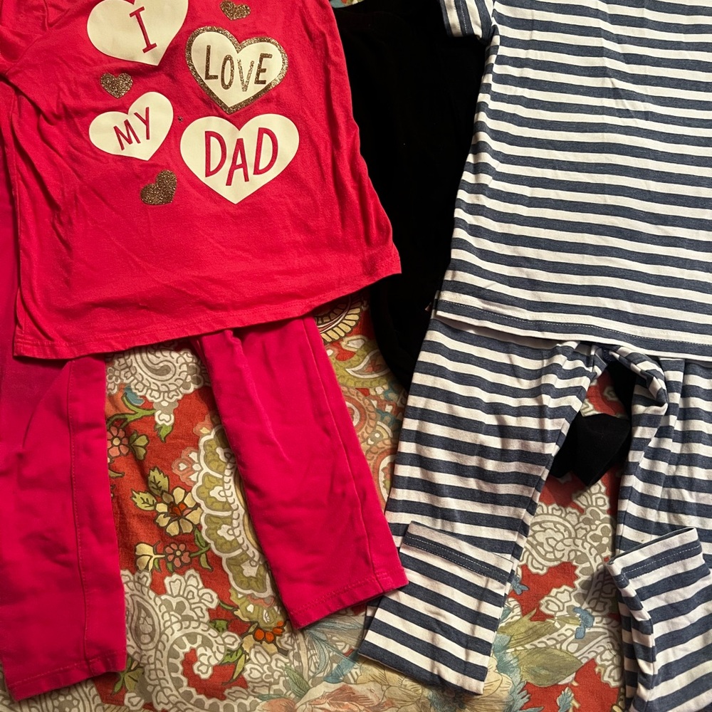 Kids Pajamas Set Striped Blue Soma, Cat & Jack Pink HTop, Pink Pants & Black 4T